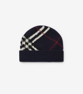 Check Cashmere Blend Beanie Ink ®
