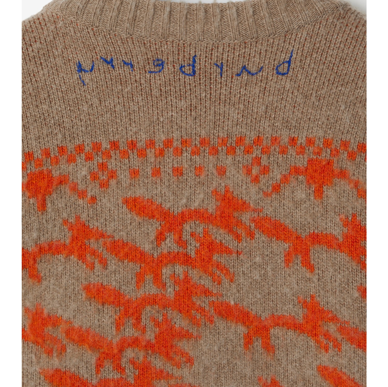 Suéter cropped de lã com estampa de raposas