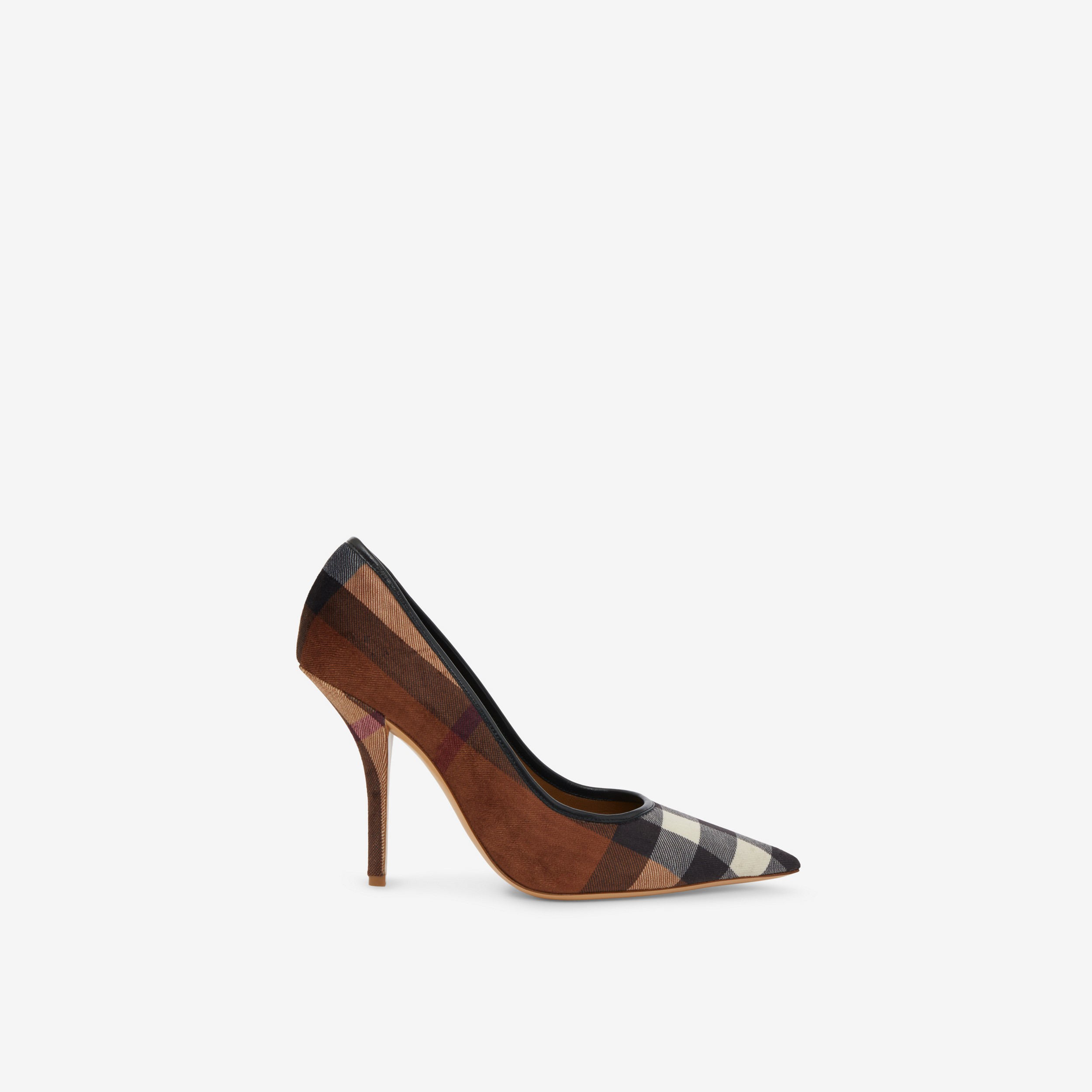 Exaggerated Check Leather Point-toe Pumps in Dark Birch Brown - Women | Burberry® Official - 1