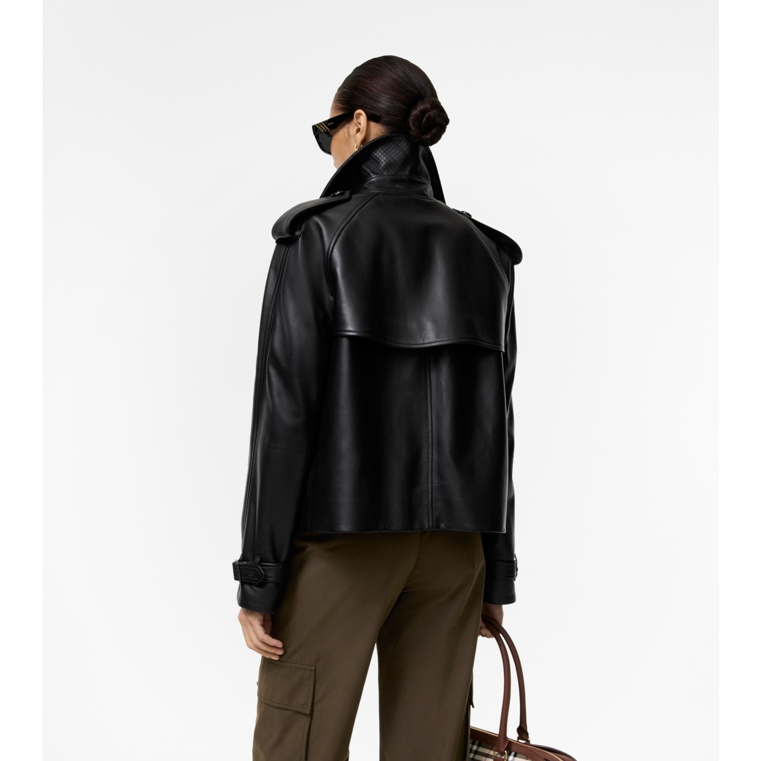 Cropped Leather Mayfair Trench Jacket in Black - Women | Burberry® Official