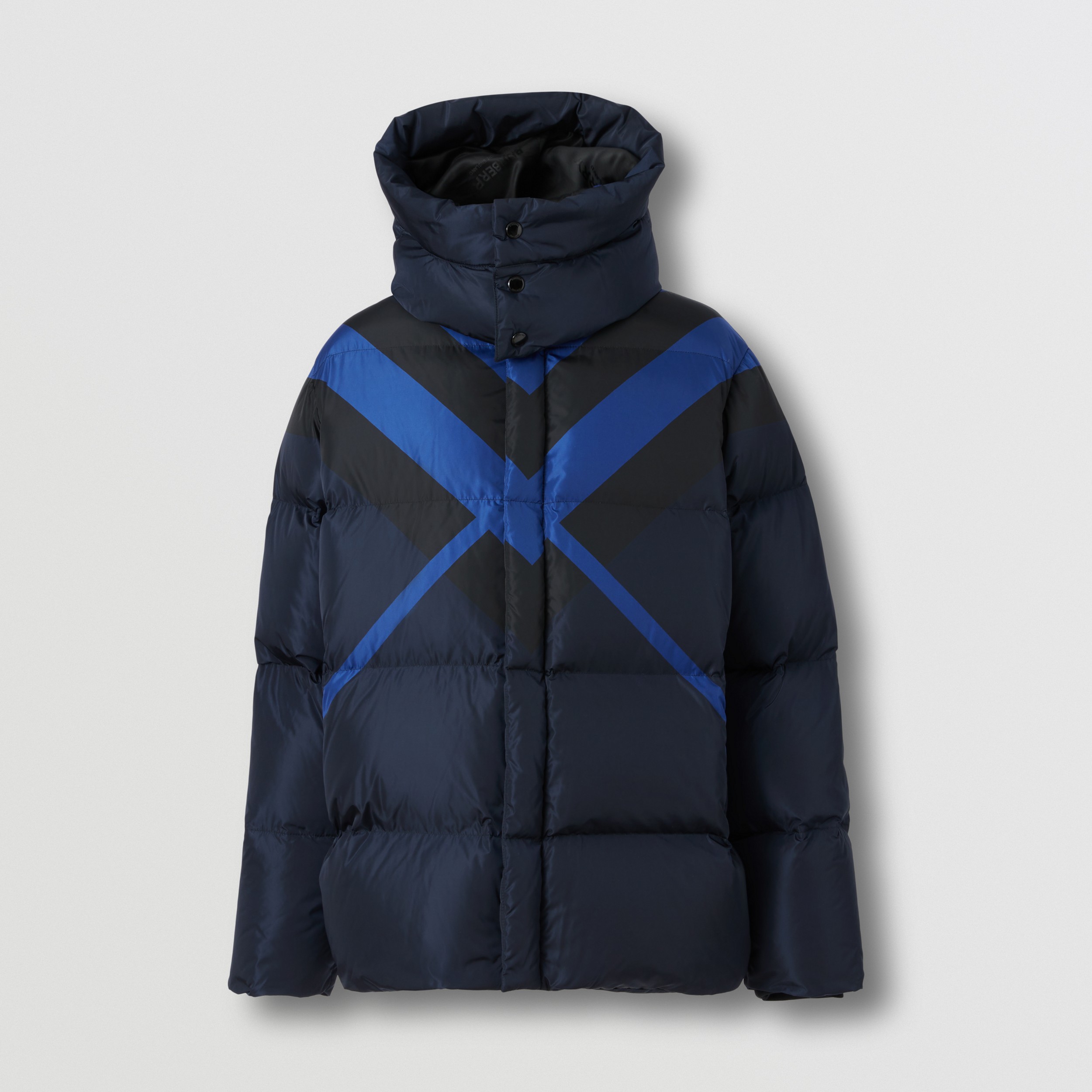 Detachable Hood Chevron Check Nylon Puffer Jacket – Exclusive Capsule Collection in Dark Charcoal Blue - Men | Burberry® Official - 4