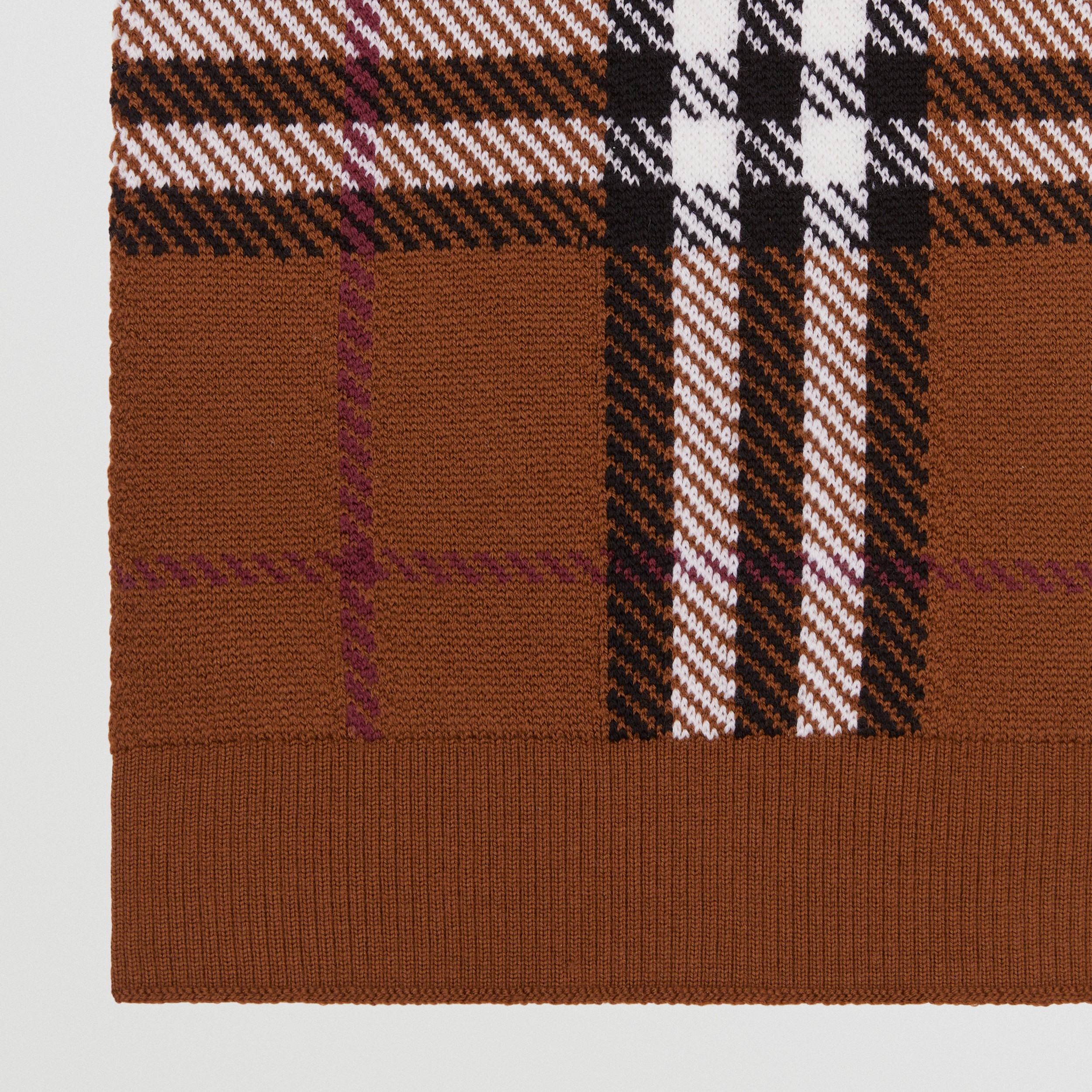 Check Wool Blend Knitted Scarf in Dark Birch Brown | Burberry® Official - 2