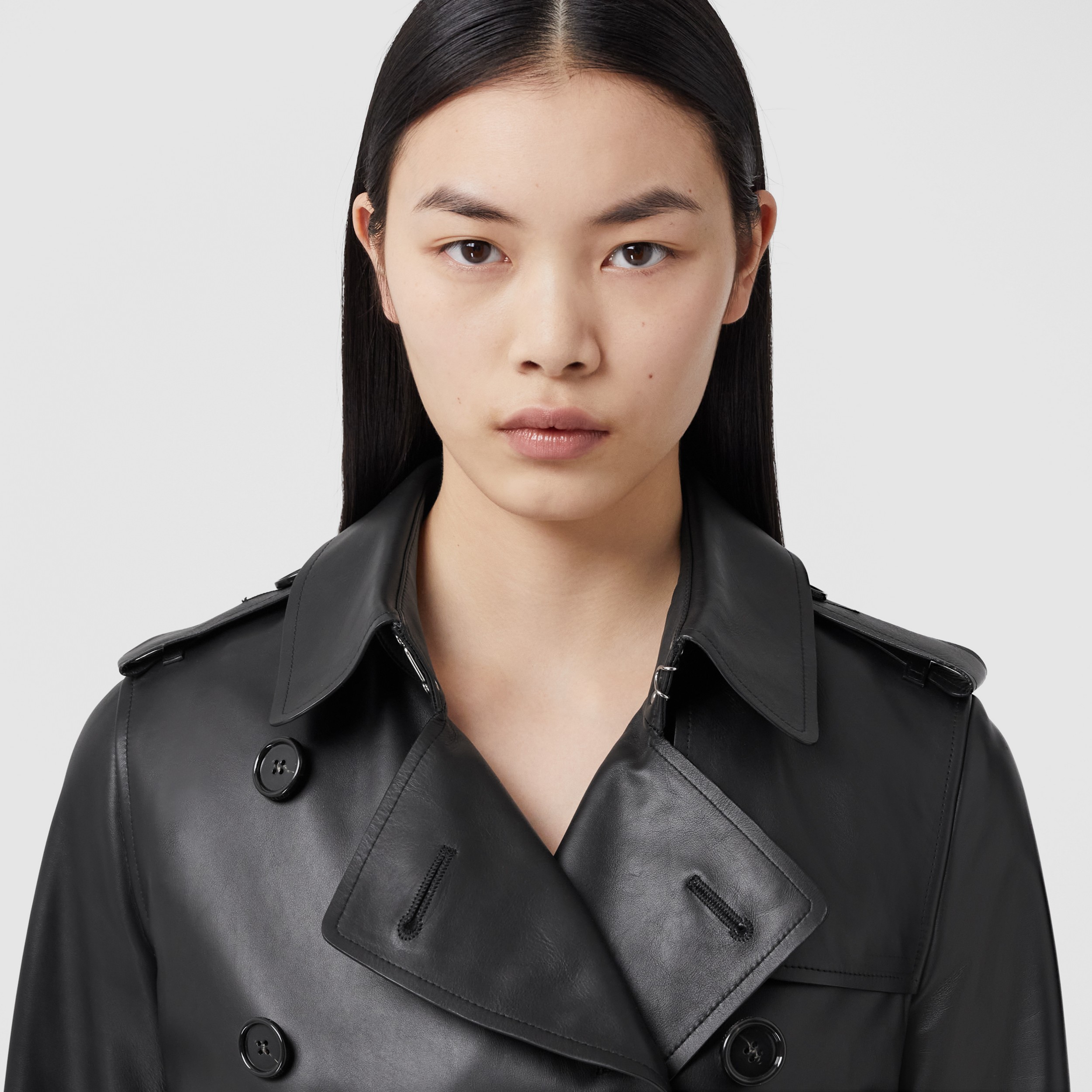Leather Trench Coat in Black - Women | Burberry® Official - 2