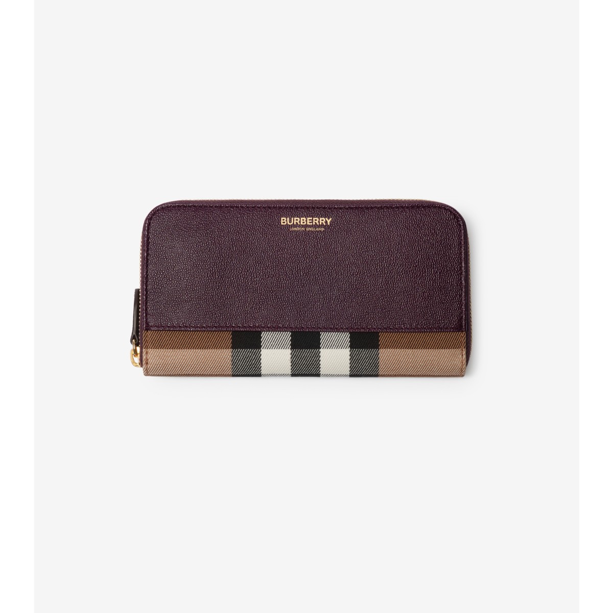  Check Large and Leather Zip Wallet