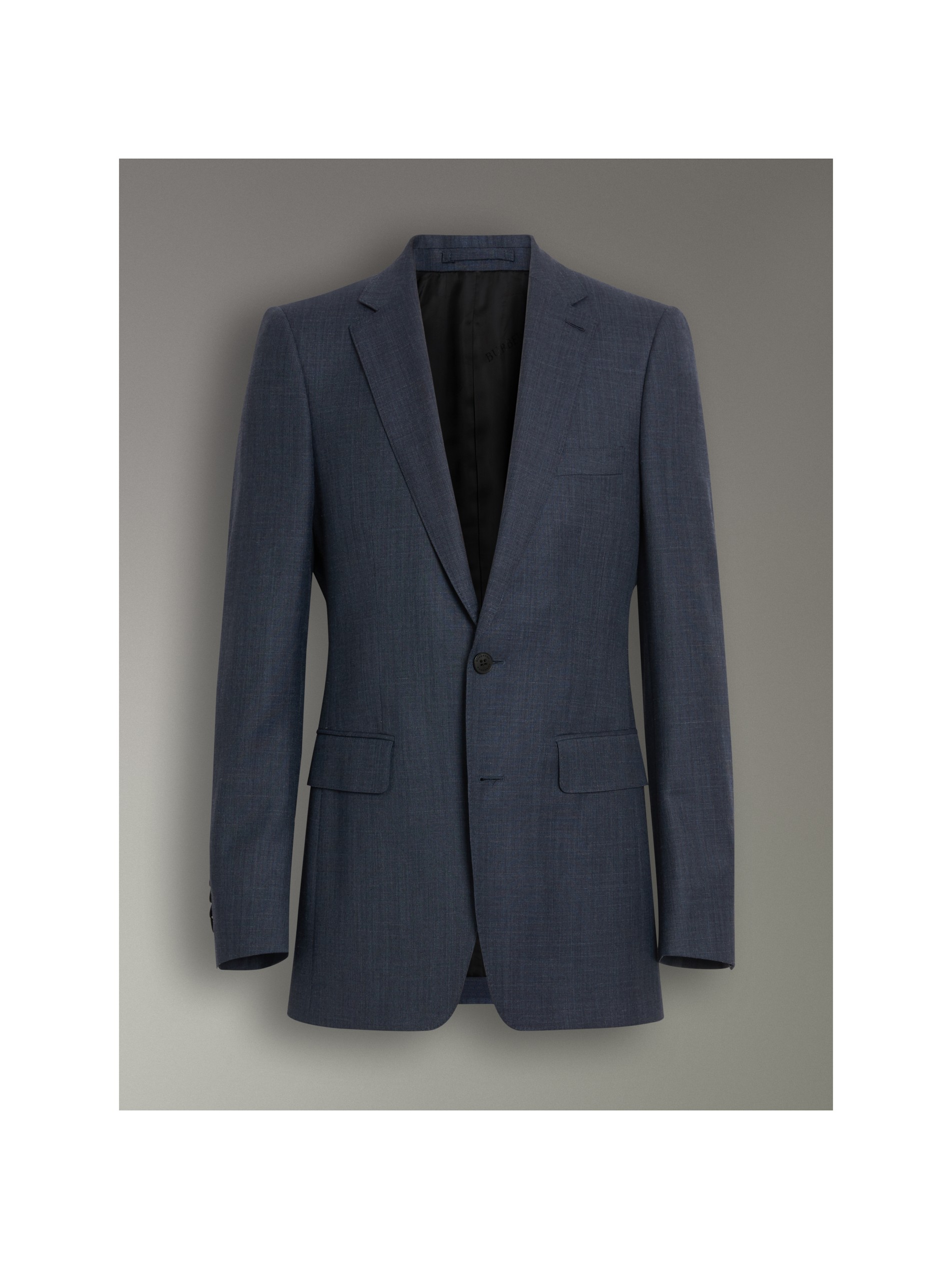 修身剪裁丝麻混纺西装 (亮海军蓝) - 男士 | burberry 博柏利