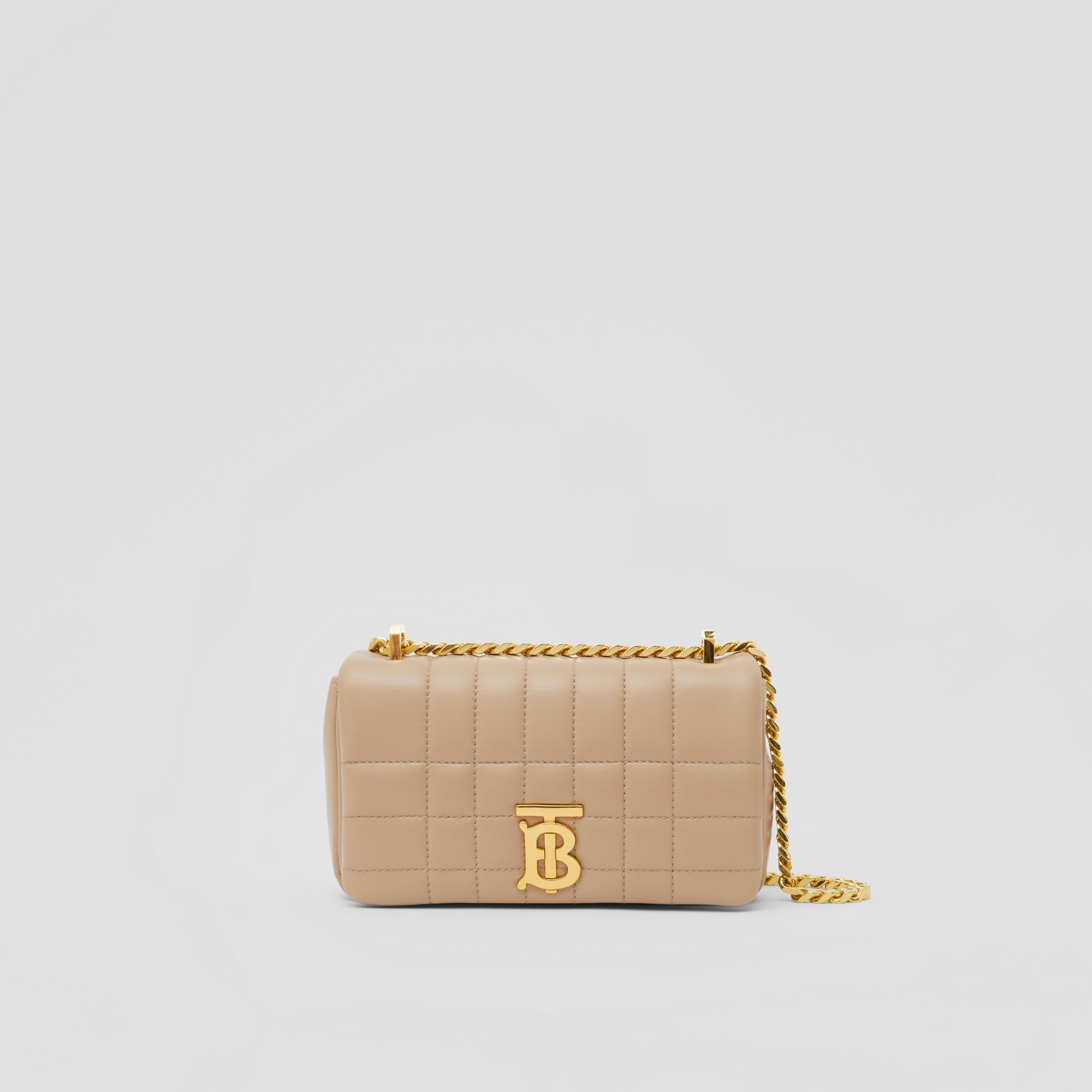Quilted Leather Mini Lola Bag in Oat Beige - Women | Burberry® Official - 1