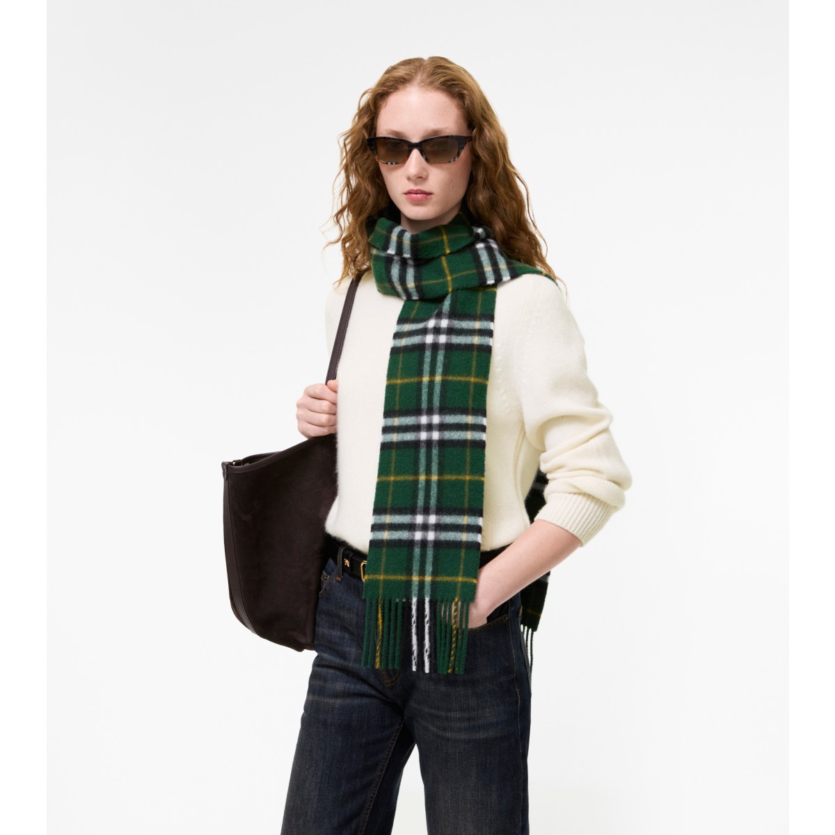  Check Narrow Cashmere Scarf