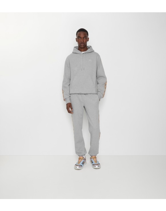 Check Trim Cotton Jogging Pants