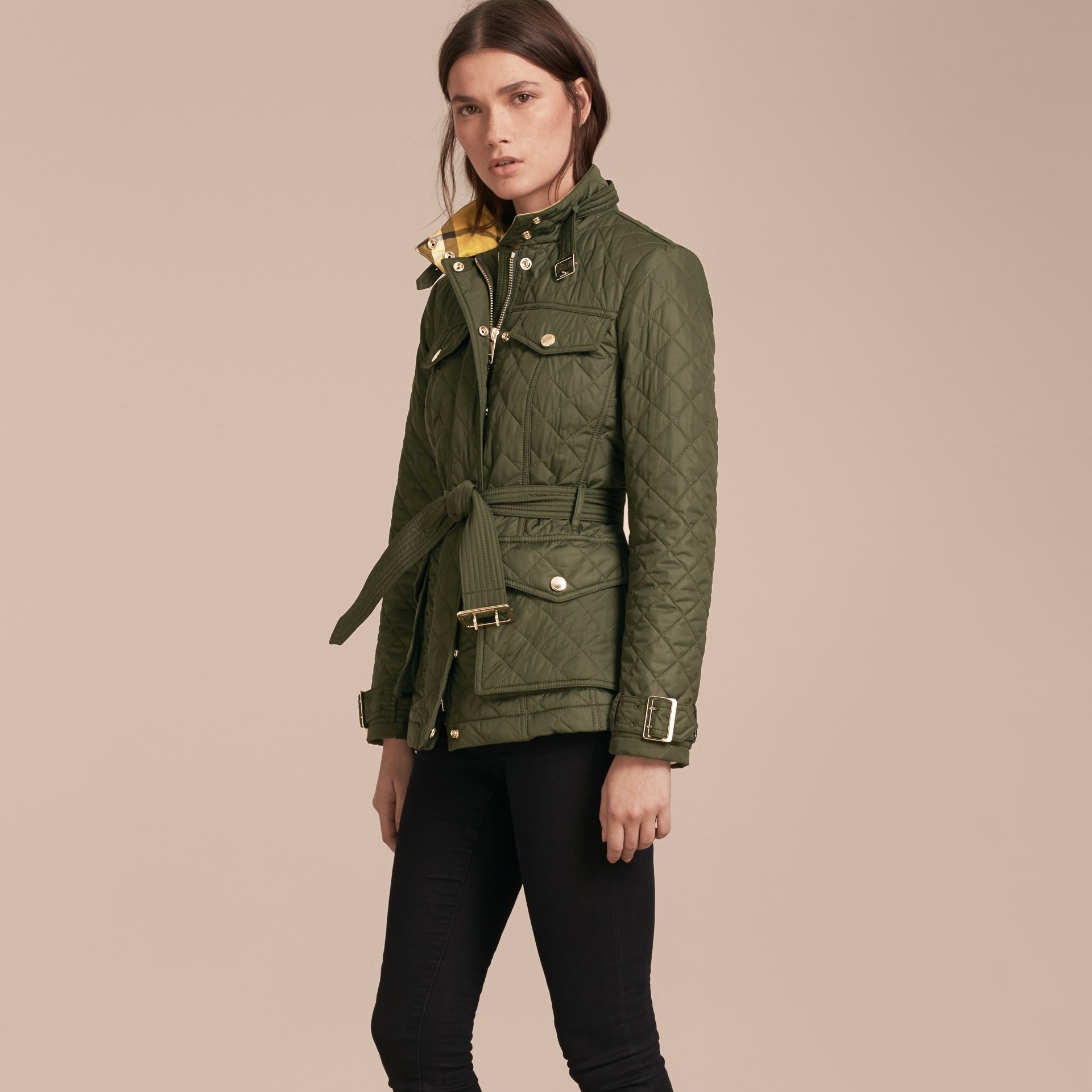 Buckle Detail Technical Field Jacket Military Green | Burberry