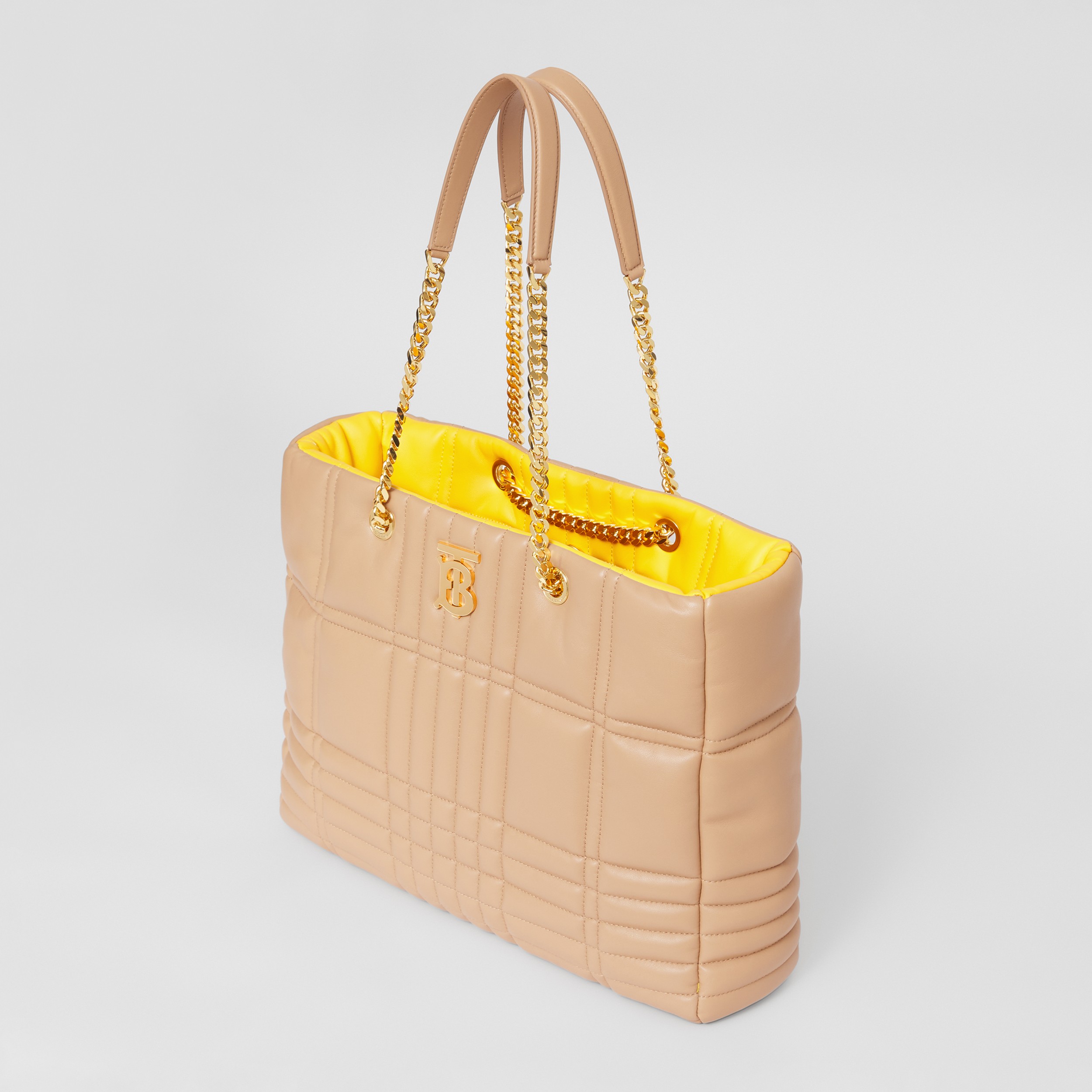 Medium Quilted Lambskin Lola Shopper Bag in Cool Beige/deep Saffron - Women | Burberry® Official - 4