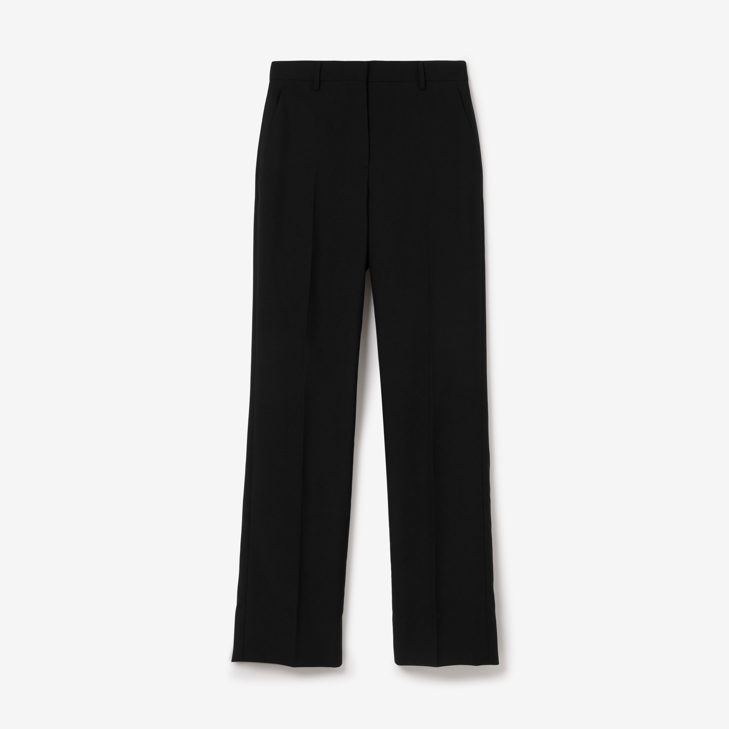 Custom Fit Monogram Motif Wool Tailored Trousers in Black - Women | Burberry® Official - 1