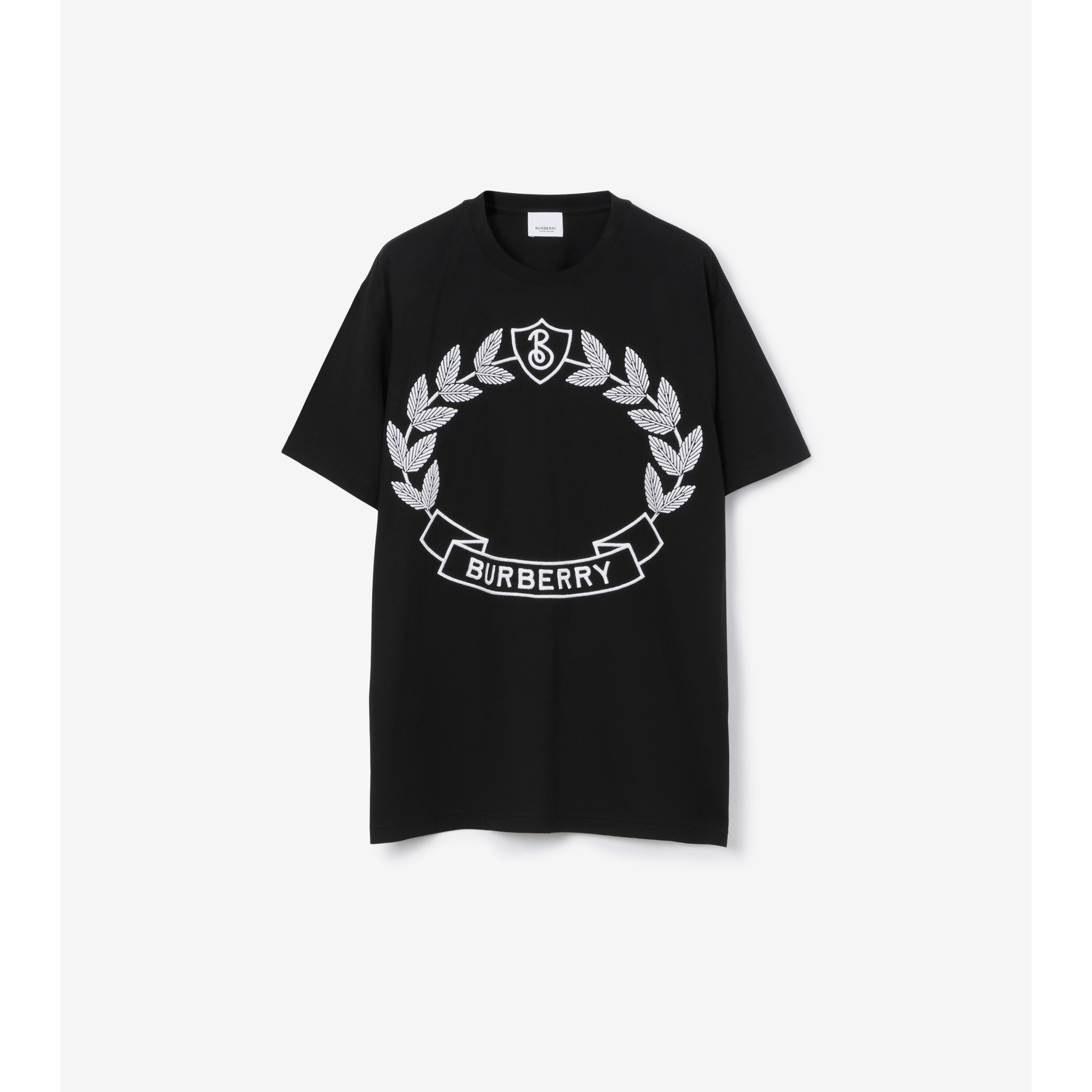 Oak Leaf Crest Cotton T-shirt in Black - Women | Burberry® Official