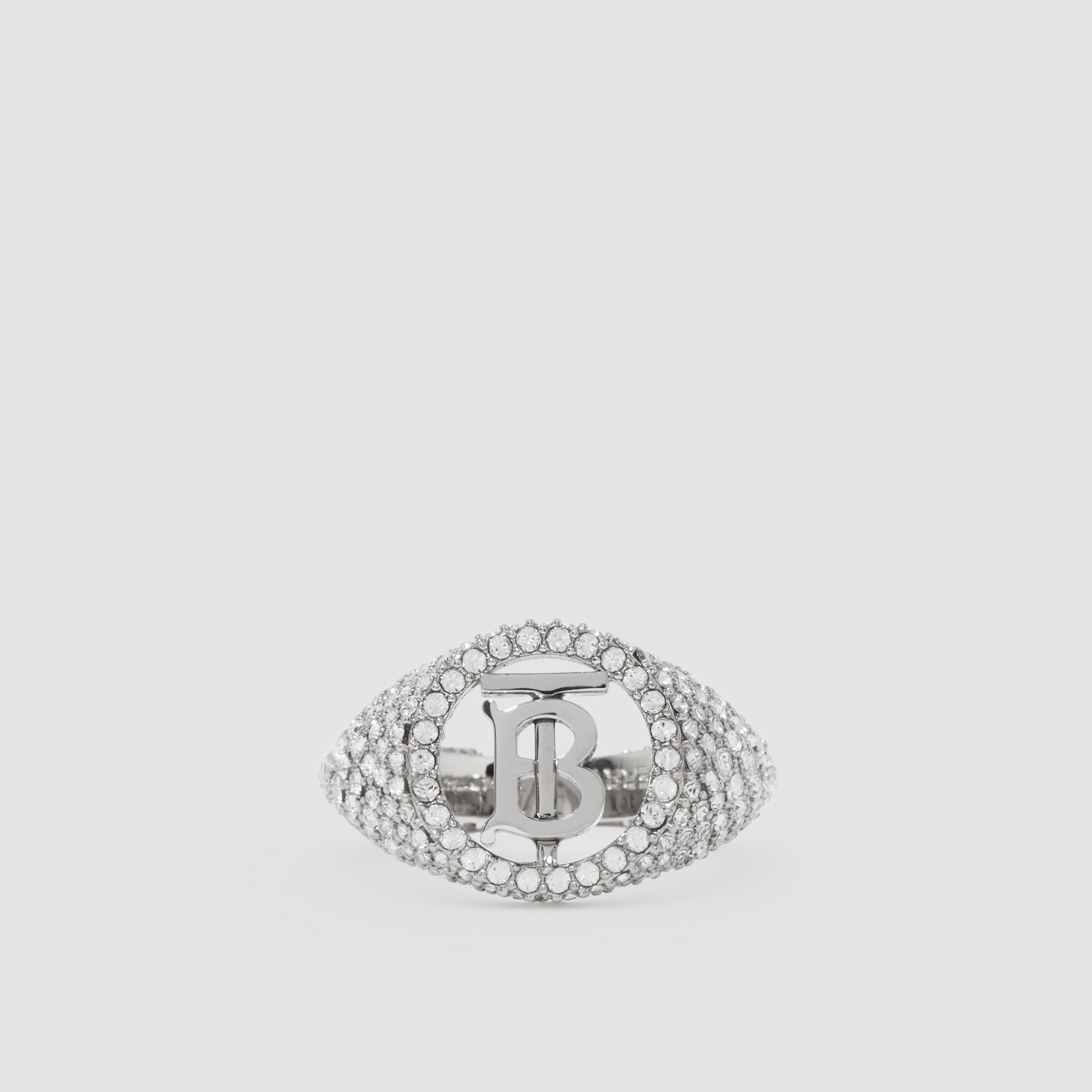 Crystal Detail Palladium-plated Monogram Motif Ring in Palladium/crystal | Burberry® Official - 1