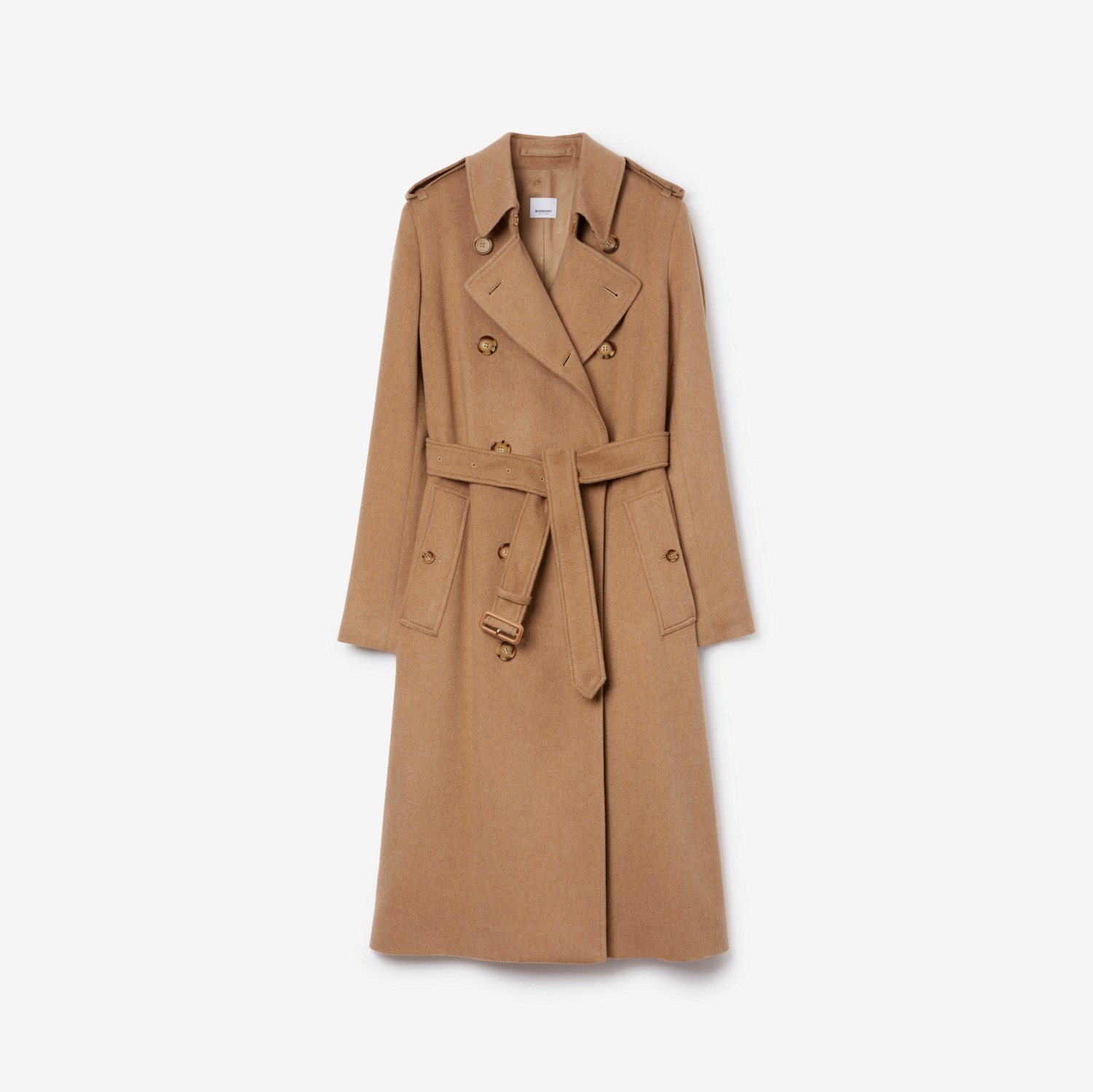 Trench coat Kensington em mescla de cashmere (Camel Mesclado) | Burberry® oficial