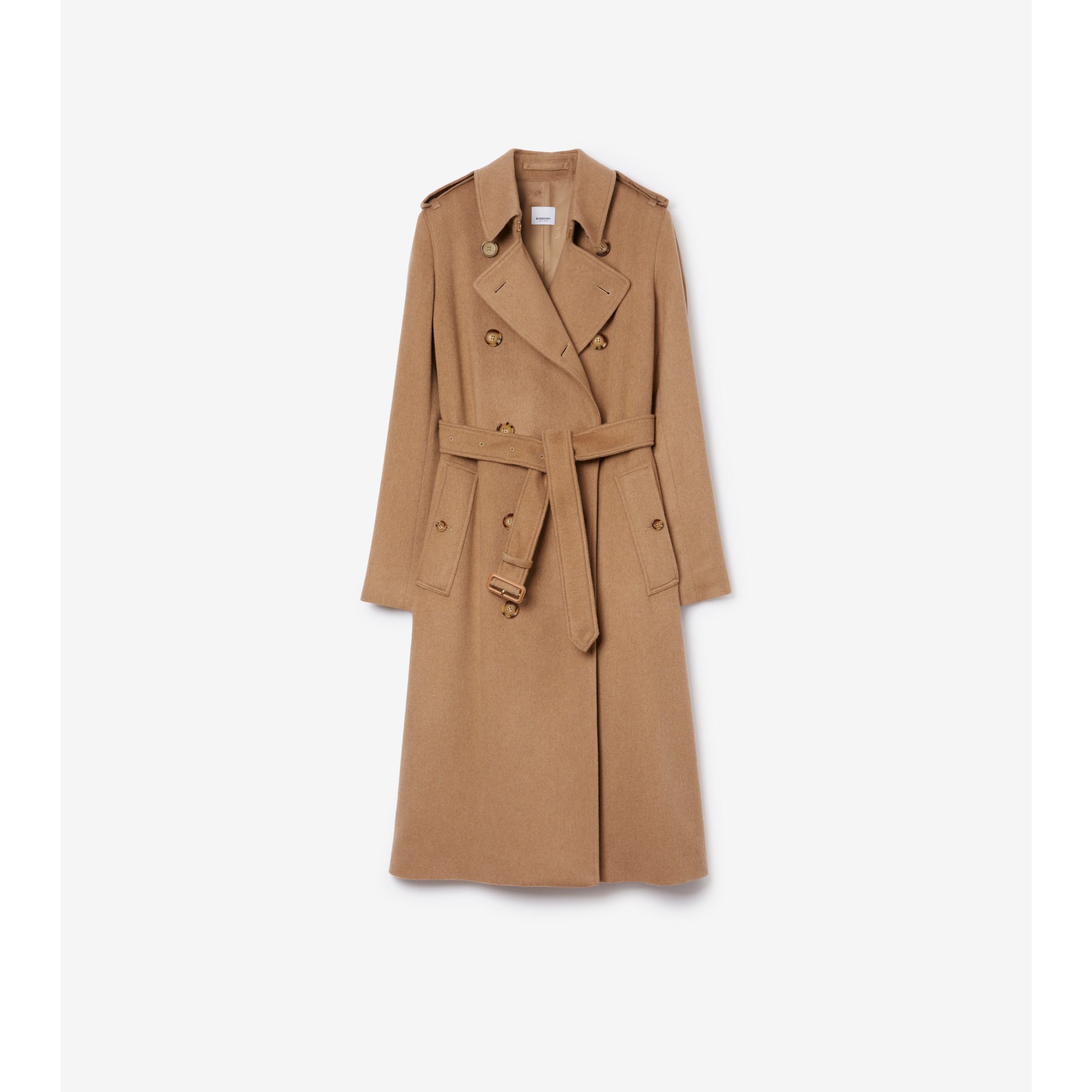 Long Cashmere Blend Kensington Trench Coat in Camel melange