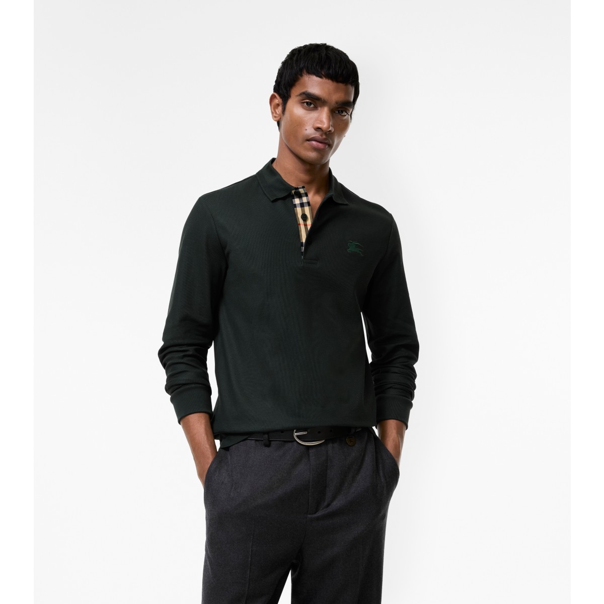  Check Long-sleeve Polo Shirt