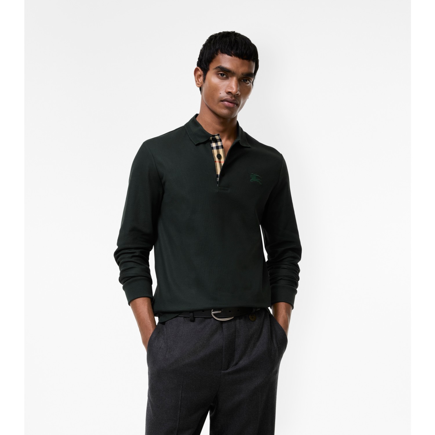 Long-sleeve Cotton Polo Shirt