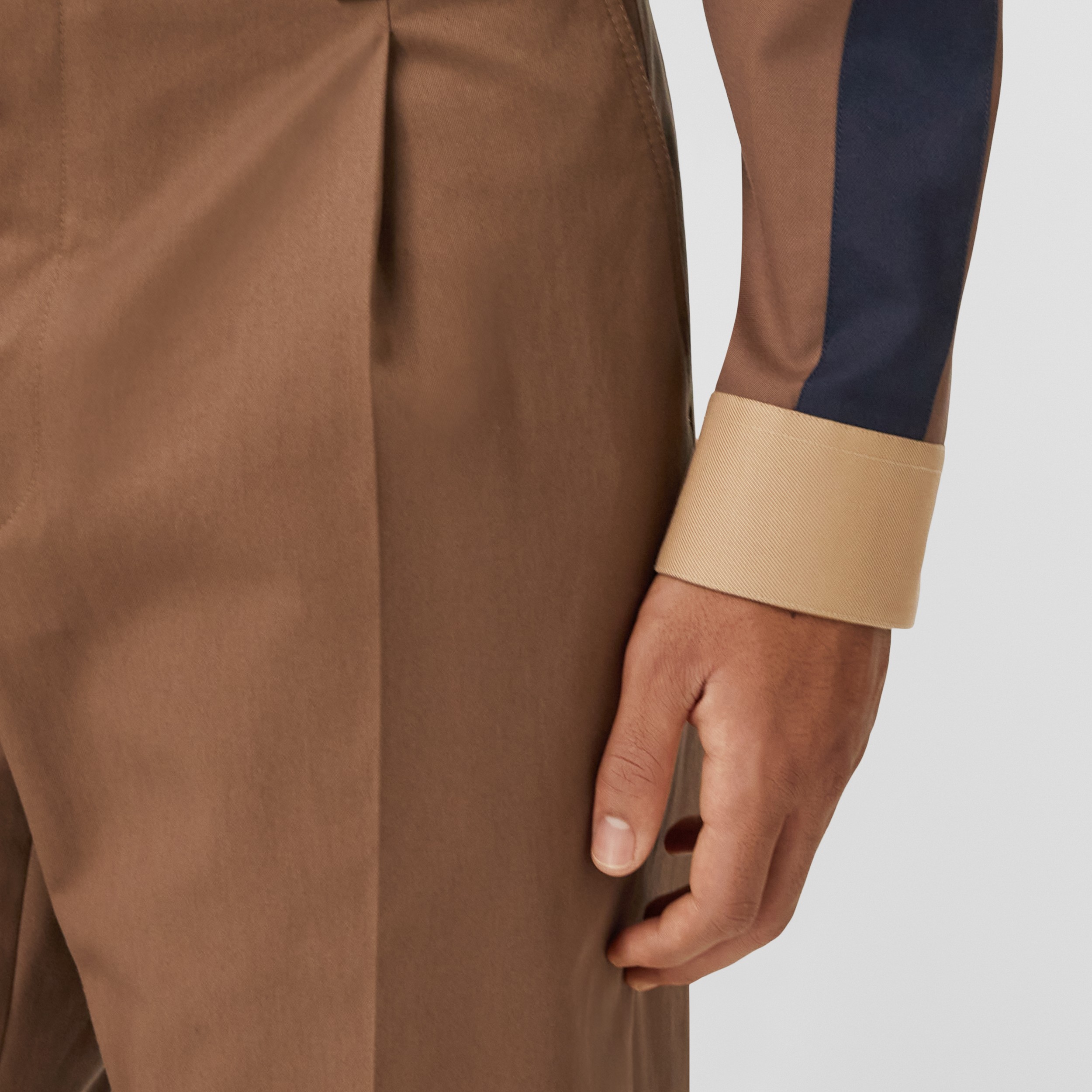 Cotton Tailored Trousers in Warm Walnut - Men | Burberry® Official - 2