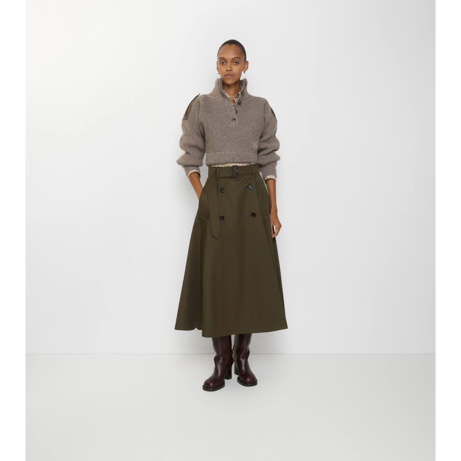 Gabardine Trench Midi Skirt - thumbnail 5