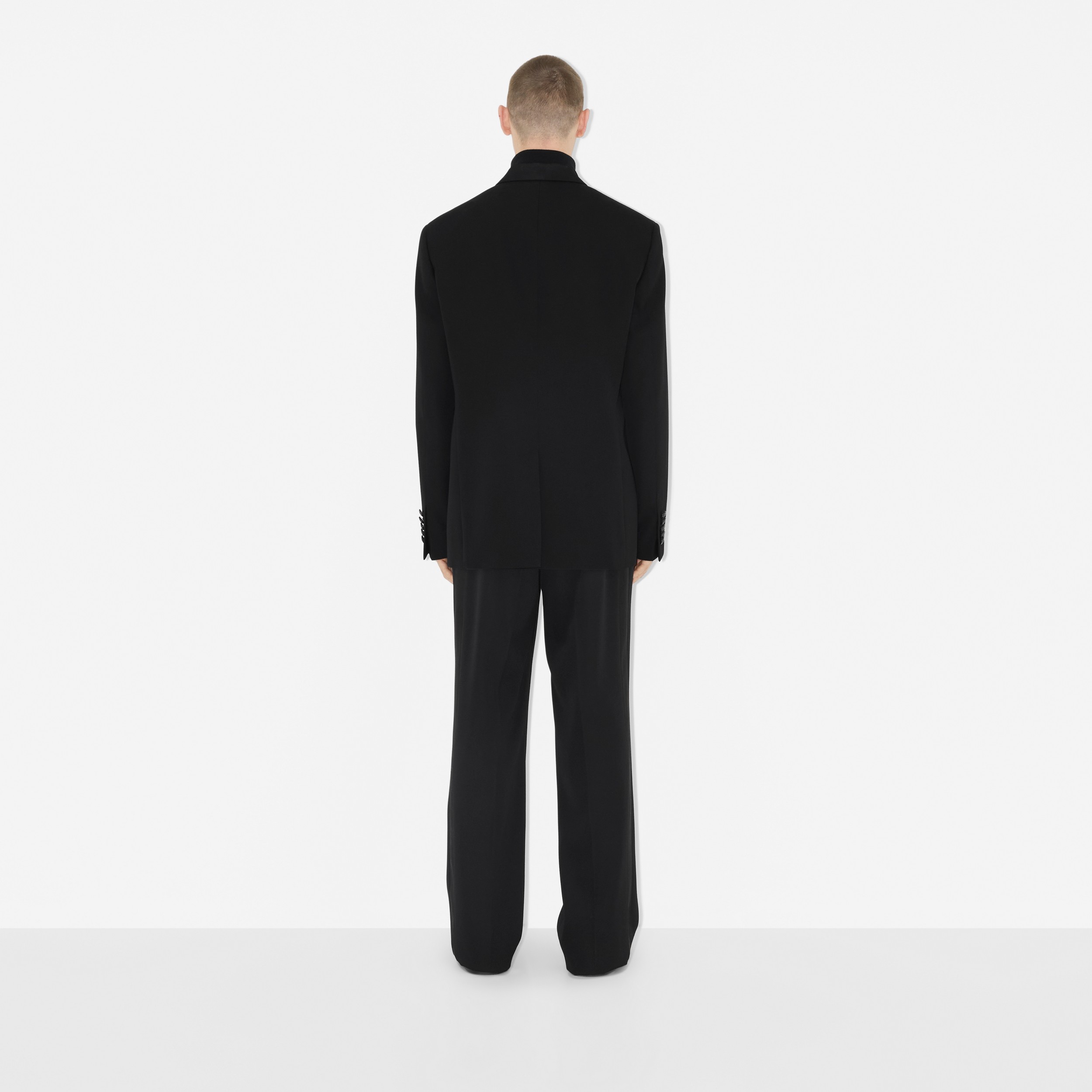 Side Stripe Wool Wide-leg Trousers in Black - Men | Burberry® Official - 4