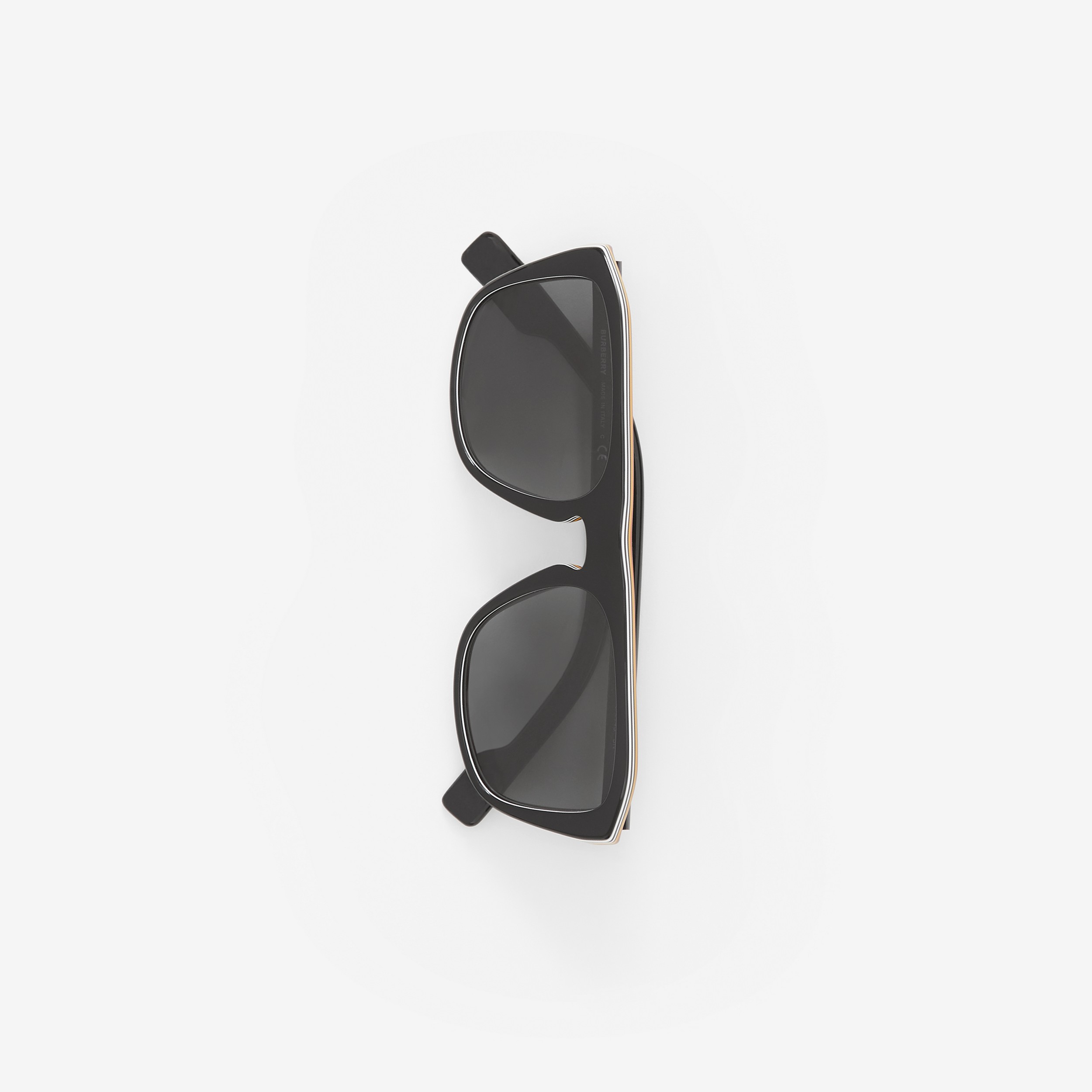 Icon Stripe Detail Square Frame Sunglasses in Black - Men | Burberry® Official - 2