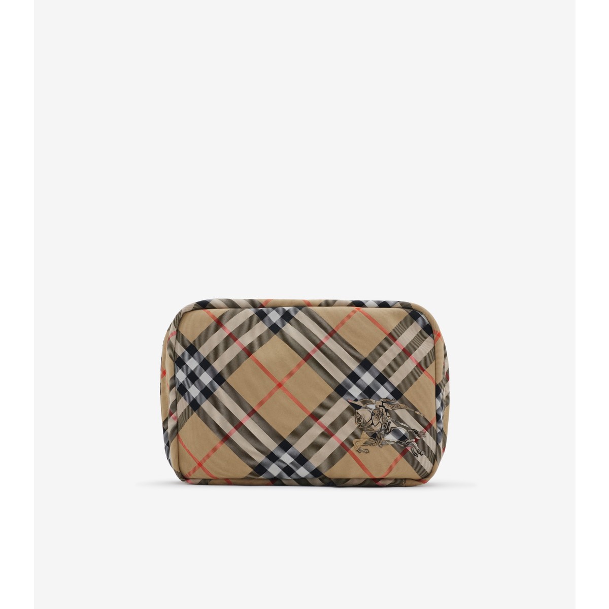 Shop Burberry Check Travel Pouch​ In Sand