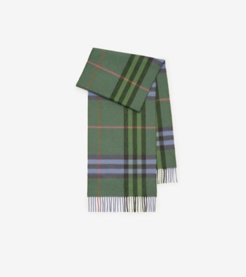 Check Cashmere Scarf in Holly green | Burberry® Official