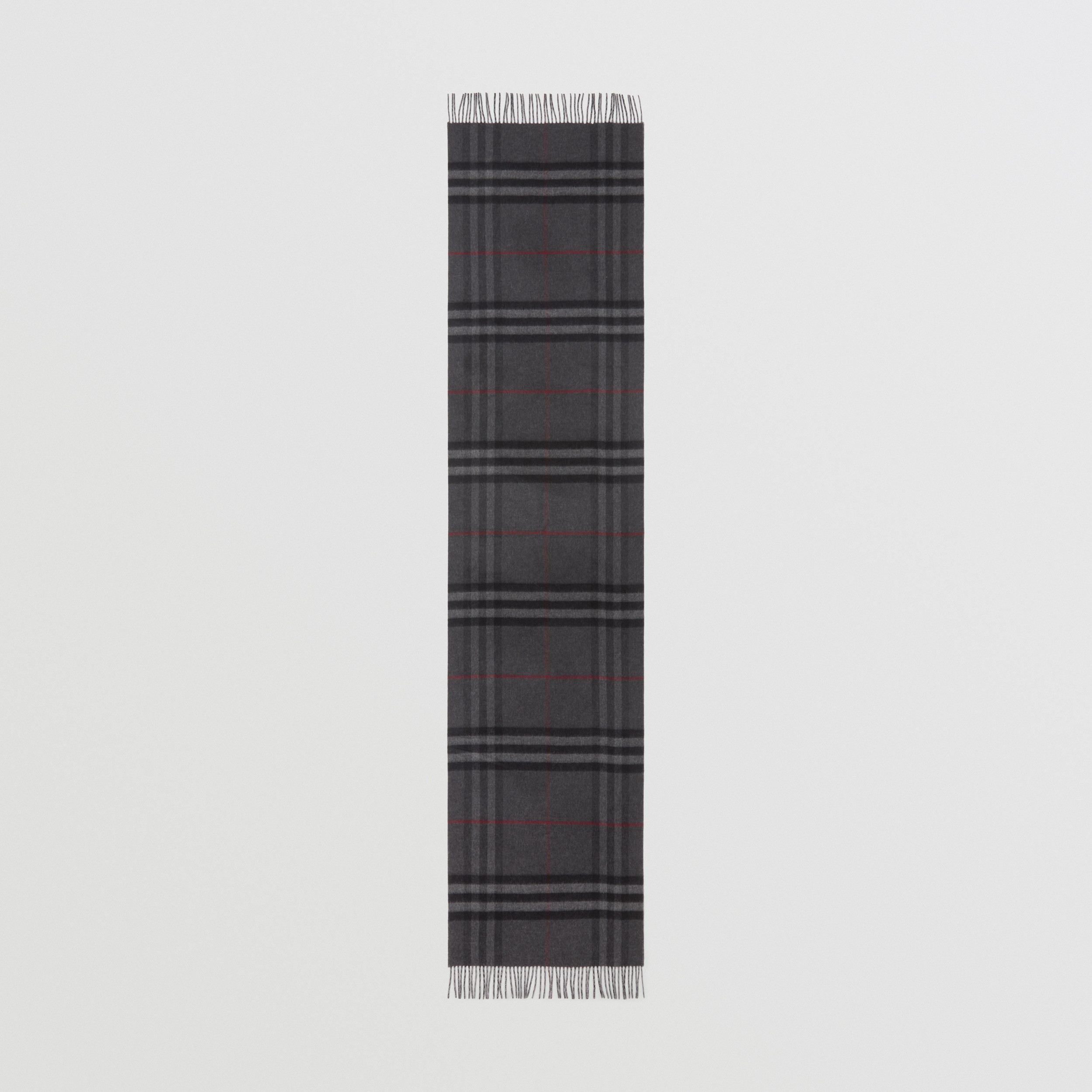 双面两用格纹羊绒围巾 (炭灰色) | Burberry® 博柏利官网 - 4