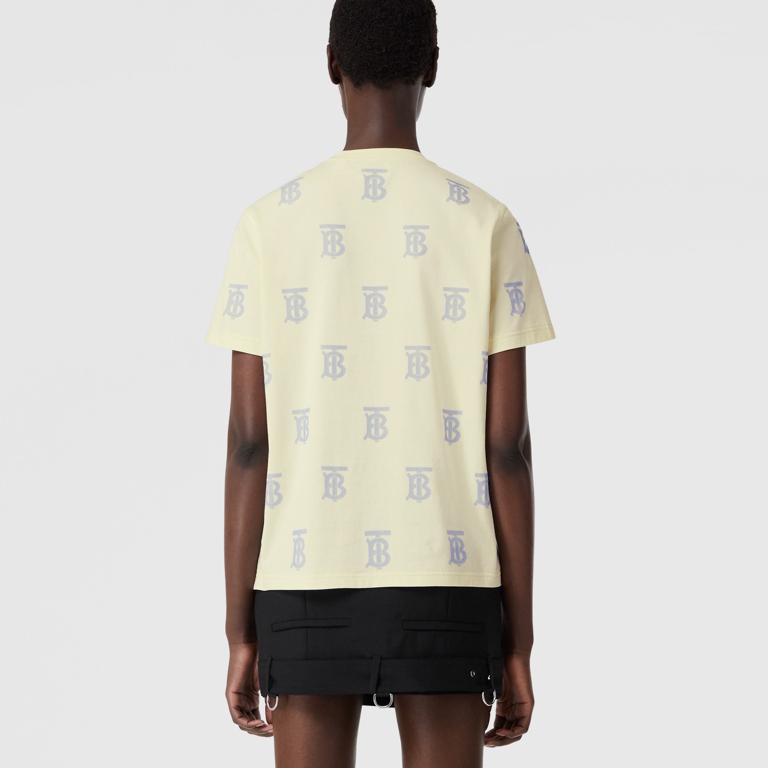 Monogram Motif Cotton T-shirt in Frosted Lemon - Women | Burberry® Official - 3