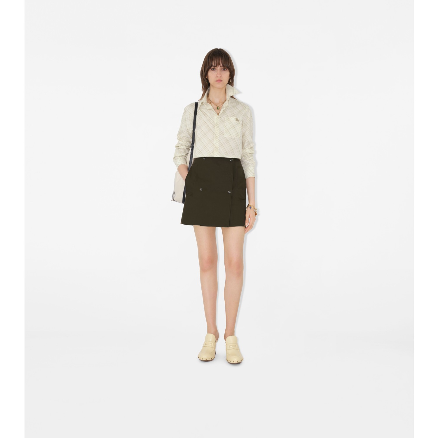 Bonded Gabardine Trench Mini Skirt