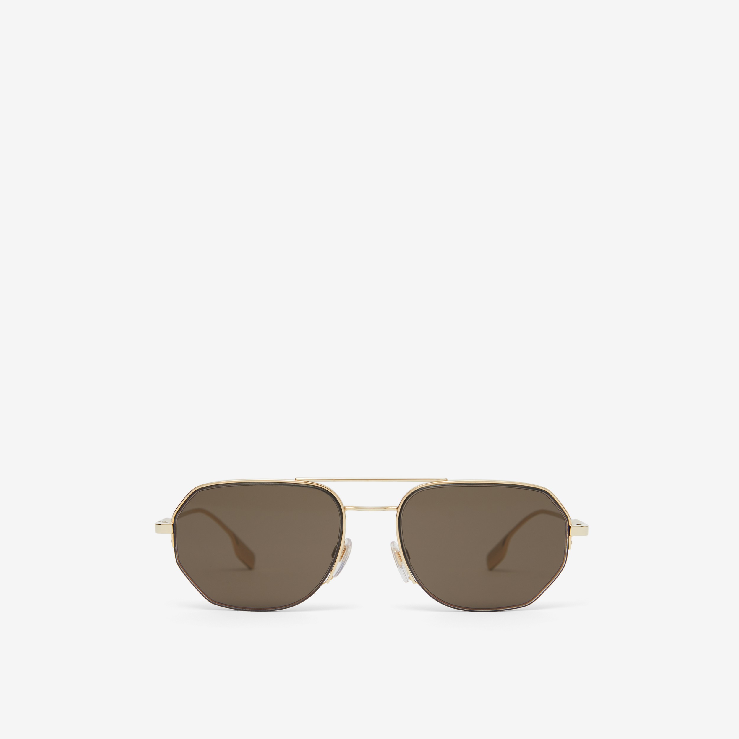 Geometric Frame Sunglasses in Golden Brown - Men | Burberry® Official - 1
