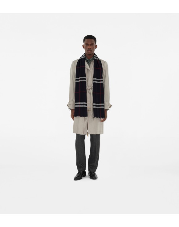 Wide Check Wool Scarf