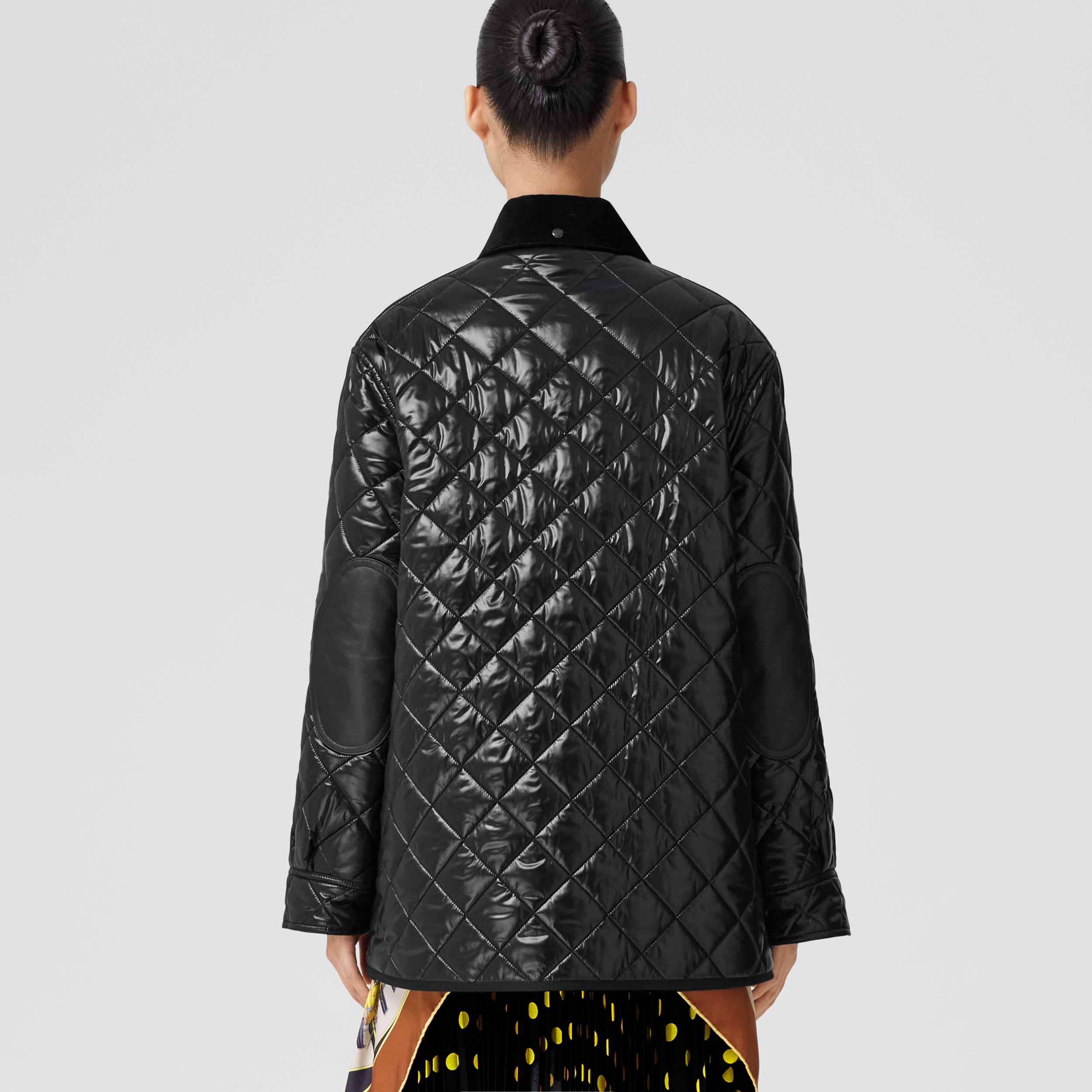 Corduroy Collar Diamond Quilted Jacket in Black - Women | Burberry® Official - 3
