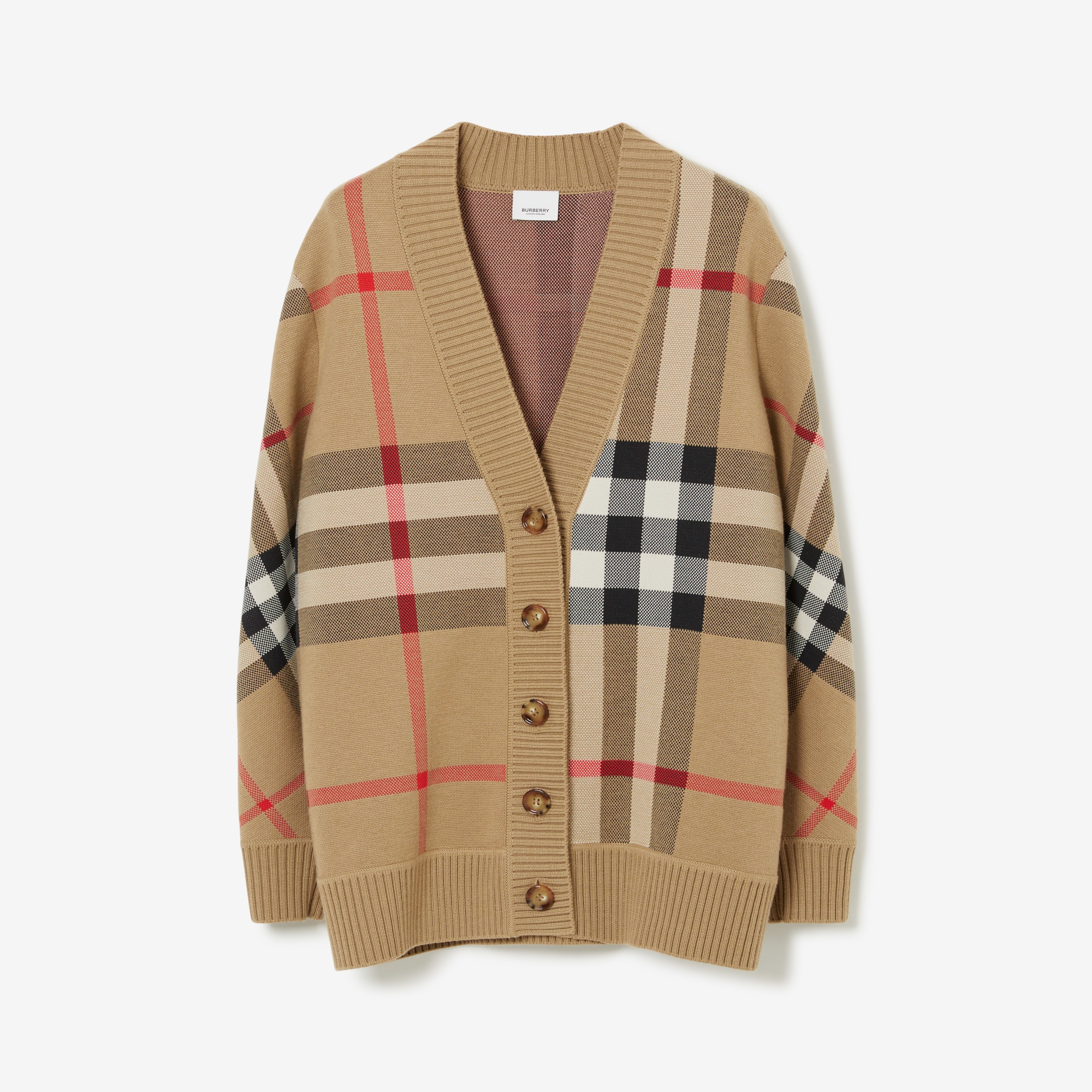 チェック ウールブレンド カーディガン (アーカイブベージュ) | Burberry®公式サイト