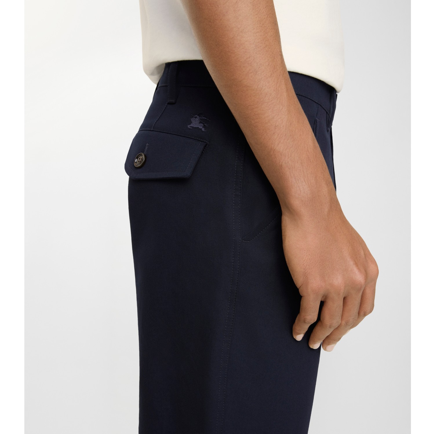 Cotton Twill Chinos in Navy - Men | Burberry® Official