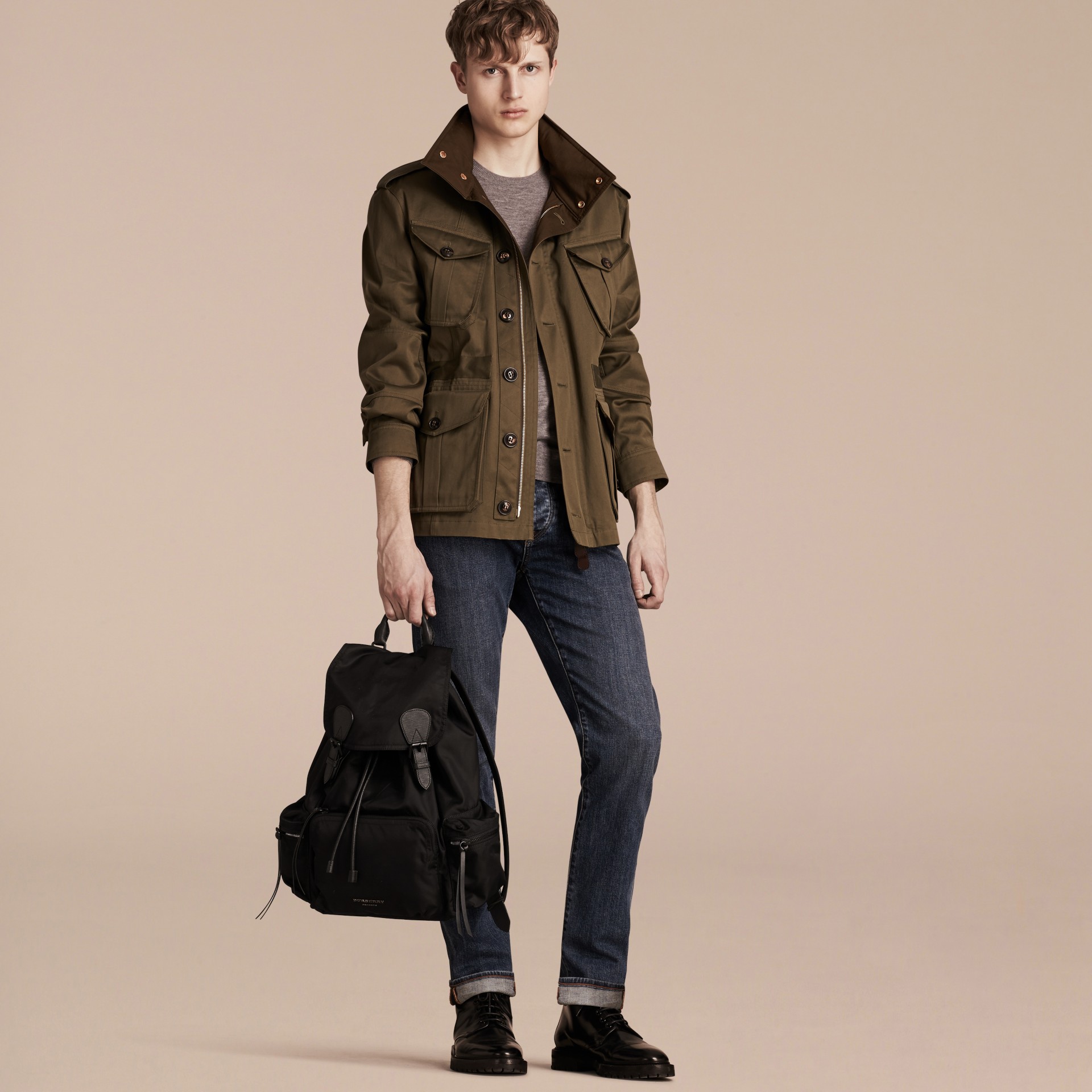 BURBERRY The Large Rucksack in Technical Nylon and Leather