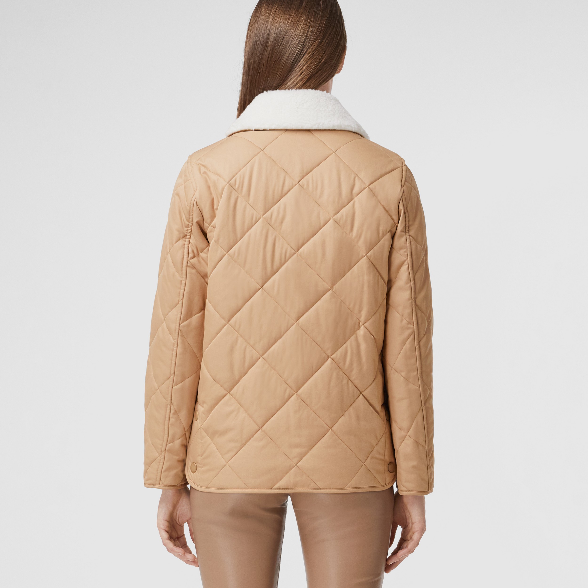 Diamond Quilted Cotton Gabardine Jacket in Camel - Women | Burberry® Official - 3