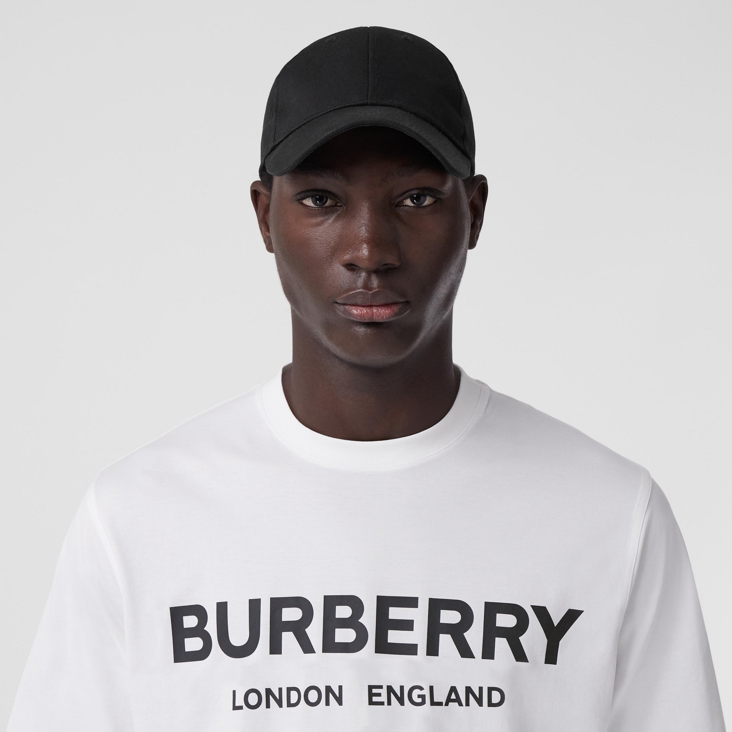 Logo Print Cotton T-shirt in White - Men | Burberry® Official - 2