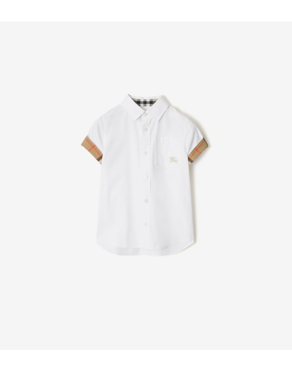 Check Trim Cotton Poplin Shirt
