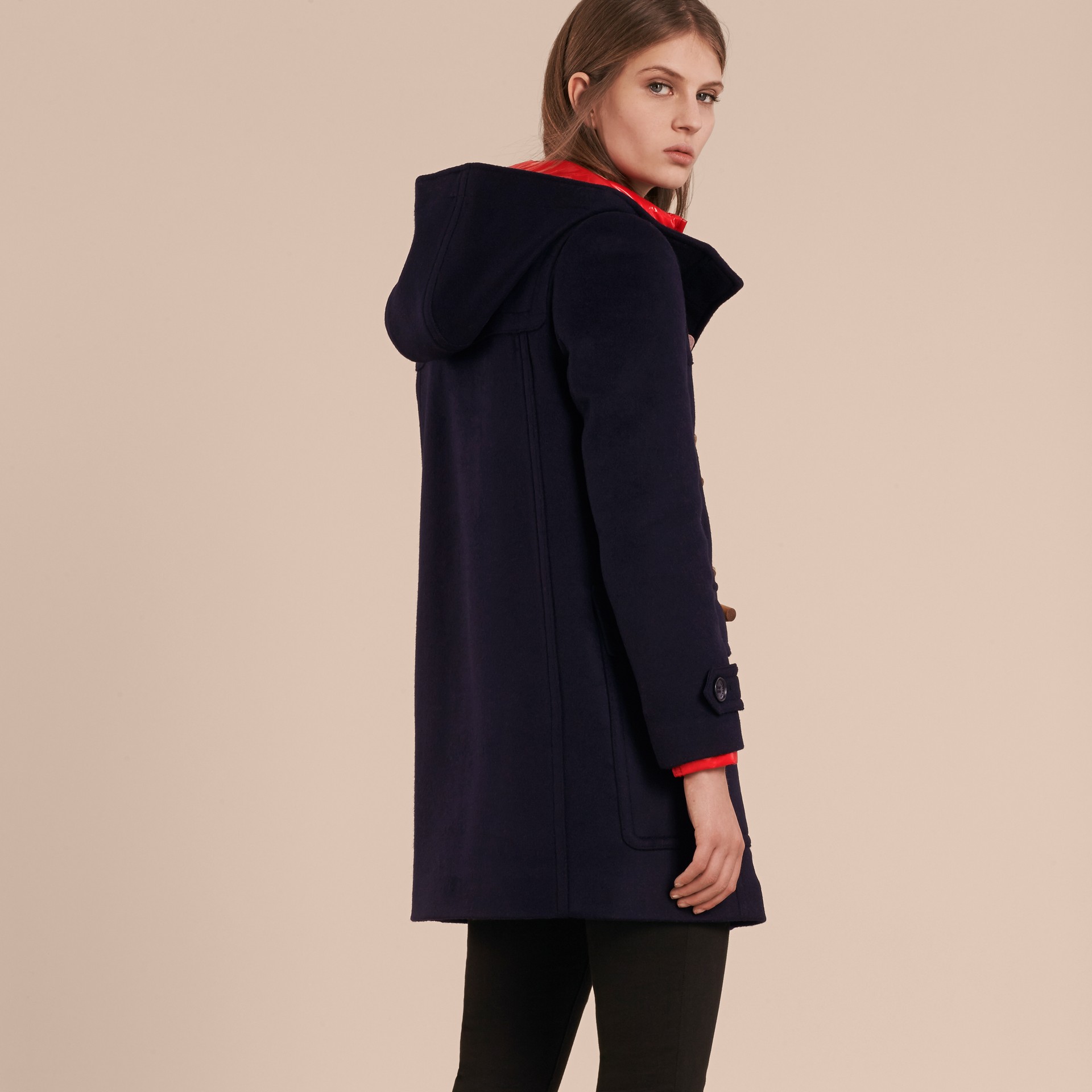 Wool Duffle Coat with Detachable Hooded Down-filled Warmer in Navy Check - Women | Burberry dalmatian quilt cover