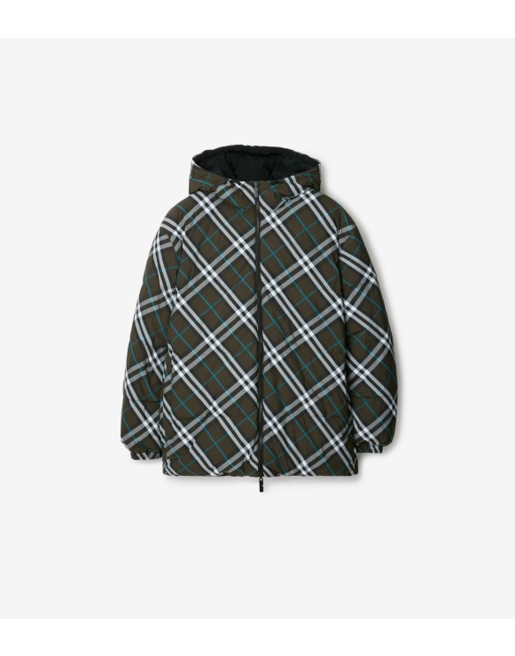 Reversible Check Nylon Puffer Jacket