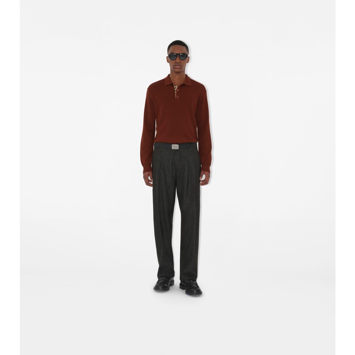  Check Long-sleeve Polo Shirt