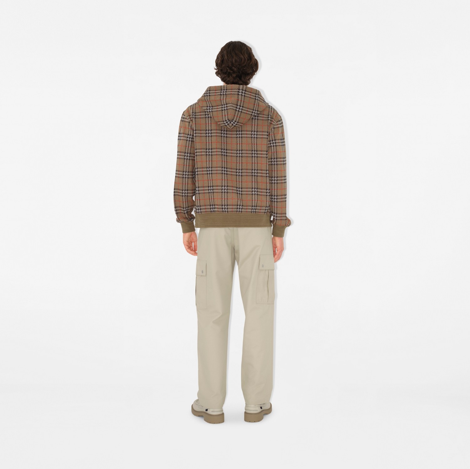 Check Cotton Blend Zip Hoodie in Nut - Men | Burberry® Official Check Cotton Blend Zip Hoodie in Nut - Men | Burberry® Official