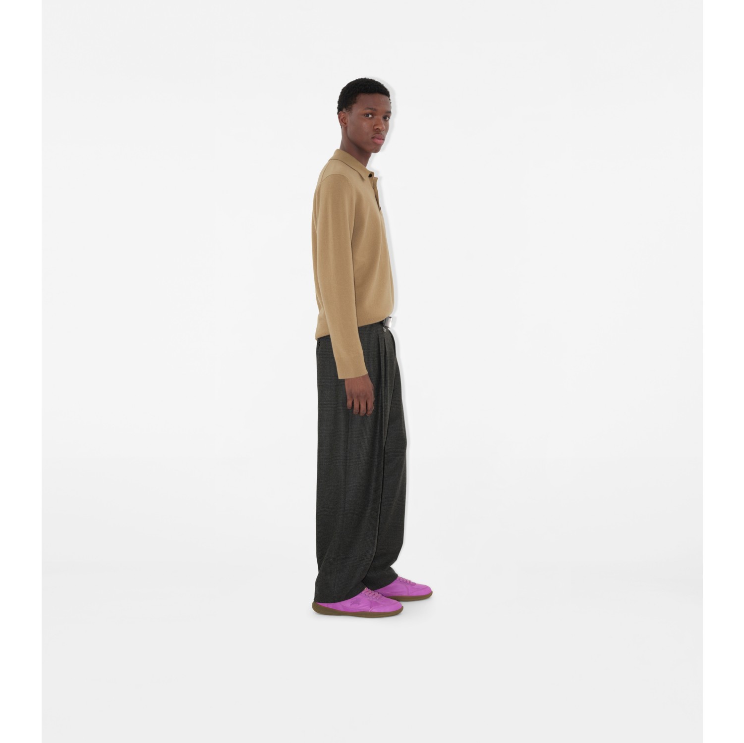 Polo a maniche lunghe in misto cashmere