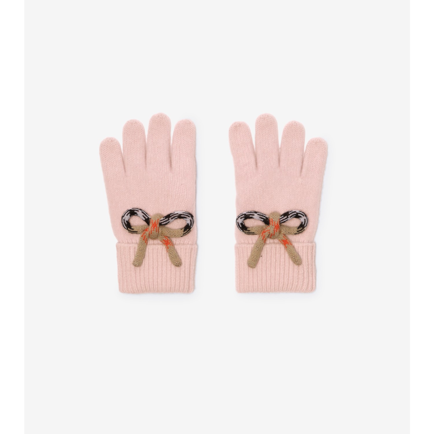 Woll-Kaschmir-Handschuhe mit Check-Schleife