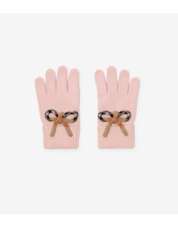 Check Bow Wool Cashmere Gloves