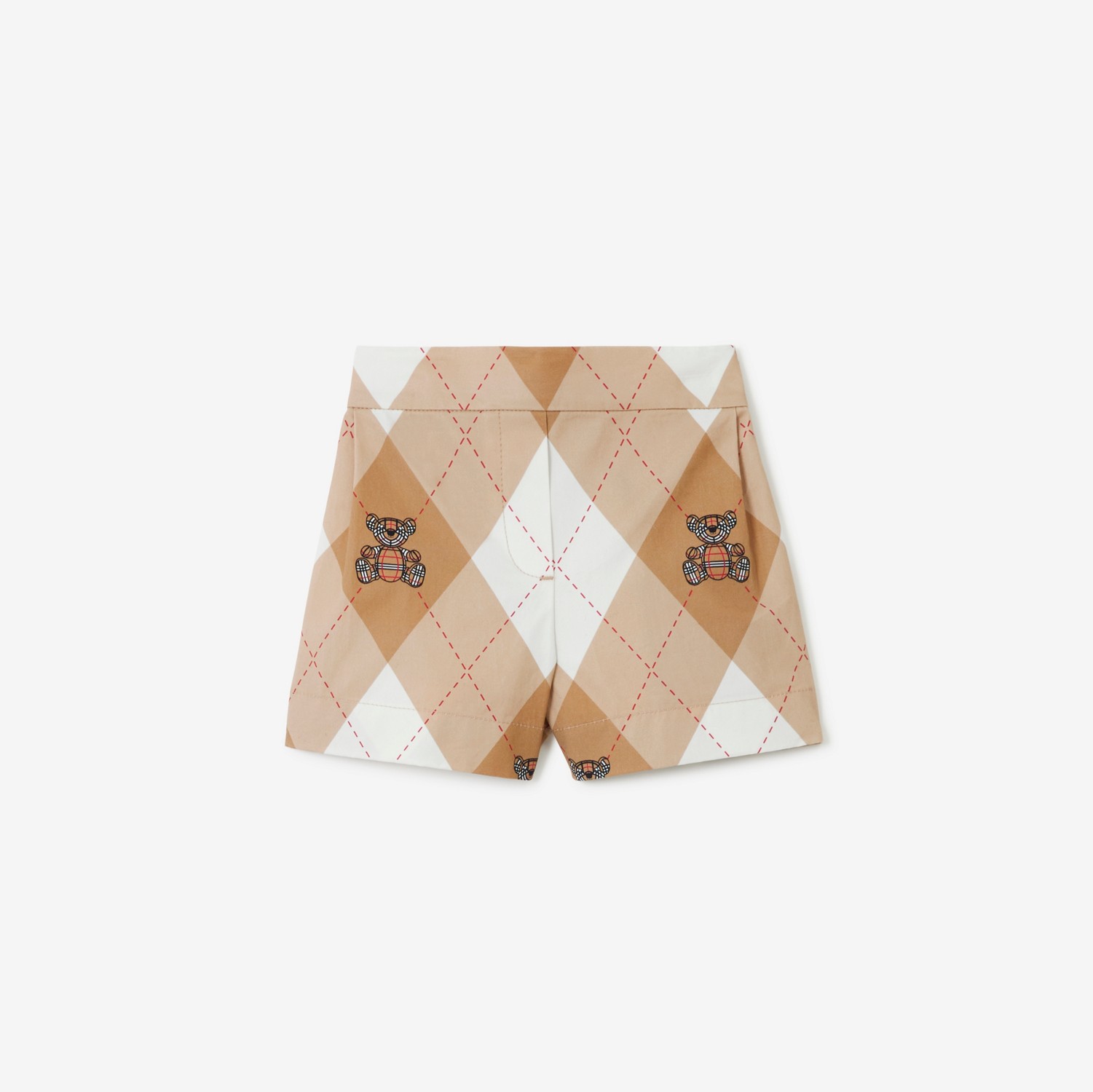 Pantaloncini in cotone con stampa Argyle e orsetto Thomas (Fulvo Tenue) - Bambini | Sito ufficiale Burberry®