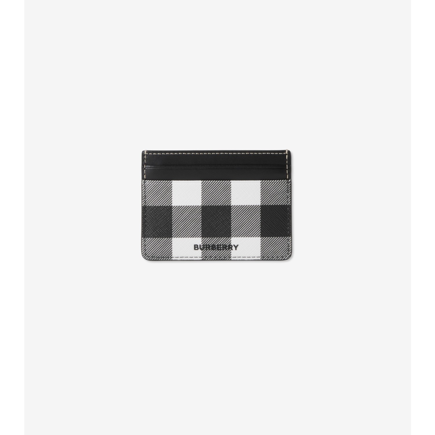 Check and Leather Card Case in Dark birch brown - Men, Canvas | Burberry® Official