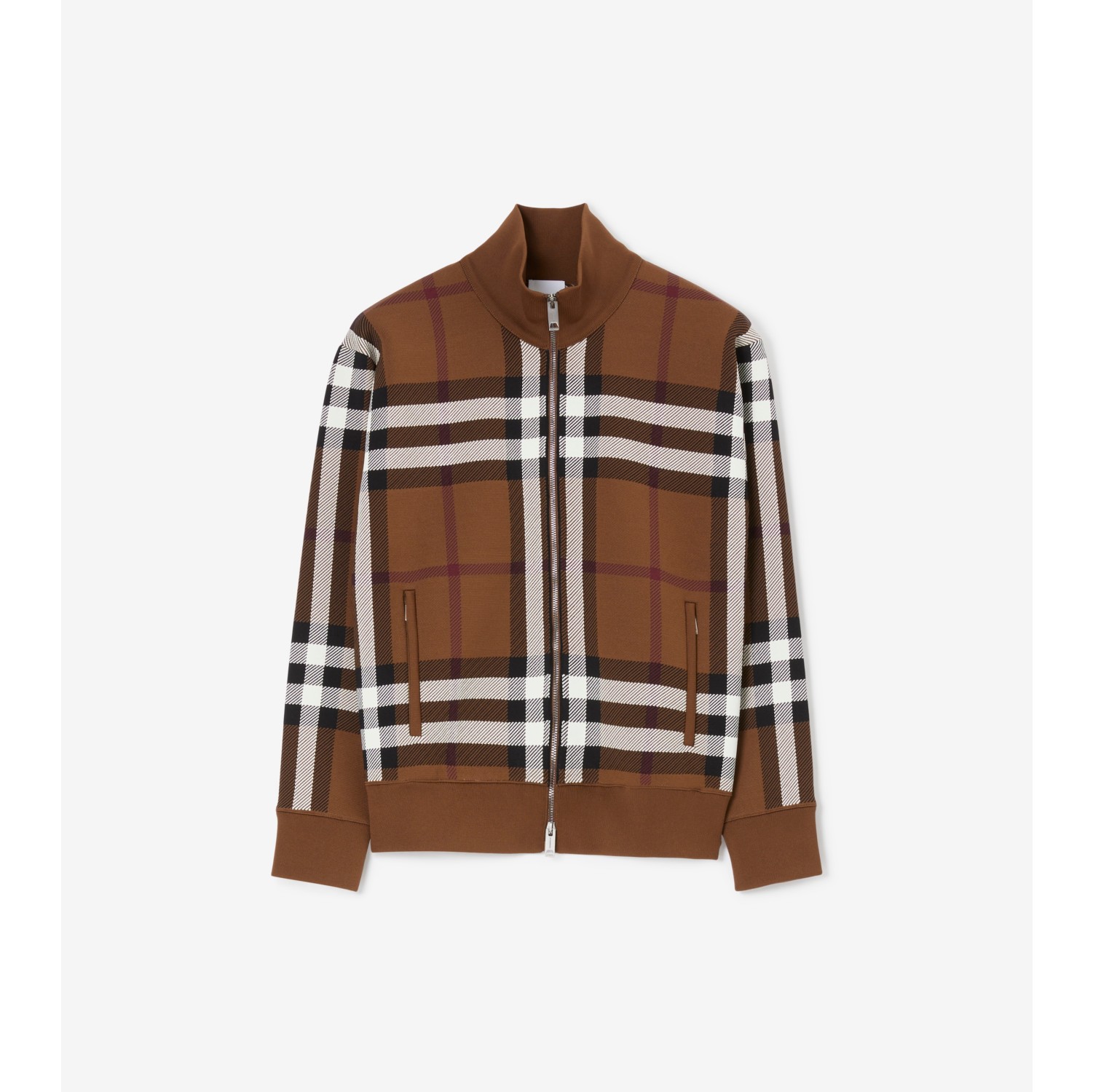 Check Track Jacket in Dark birch brown Women, Technical Burberry® Official