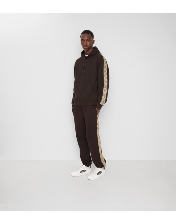 Check Trim Cotton Jogging Pants